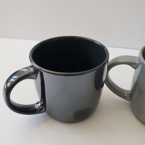 Dunkin Donuts Snowflake Shimmer Iridescent Coffee Mug Set of 2 Gray Gunmetal - Picture 4 of 9